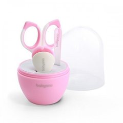 Набор косметический маникюрный для новорожденных - безопасные ножницы, щипчики, пилочка Розовый BabyOno
