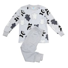 Трикотажная хлопковая пижама Мишки серый Minikin