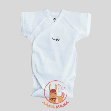 Боди-распашонка с коротким рукавом из ажурного трикотажа для новорожденных Happy белый Minikin