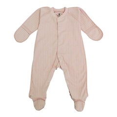 Человечек для новорожденных с наружными швами (трикотаж в рубчик) Симпл Розовая пудра Minikin