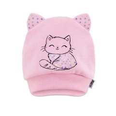 Демисезонная однослойная шапка для новорожденных девочек Котенок на розовом David's Star
