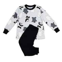 Трикотажная хлопковая пижама Мишки серый/черный Minikin