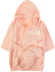 Комплект - детский махровый халат с тапочками 62-86 см Фрукты-ягоды Персиковый Bibaby, 3-24М (62-86 см)