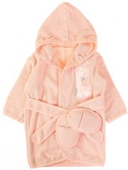 Комплект - детский махровый халат с тапочками 62-86 см Жираф Персиковый Bibaby, 3-24М (62-86 см)