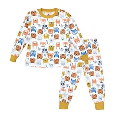 Детская теплая хлопковая пижама (футер с начесом) Зверюшки Minikin