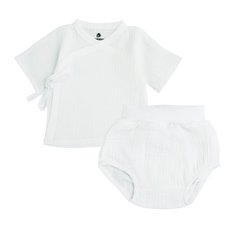 Муслиновый комплект р. 62 для новорожденных - распашонка с коротким рукавом и блумеры Белый Minikin