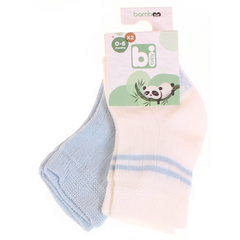 Бамбуковые носки для новорожденных, 2 пары, Голубой/Молочный Bibaby