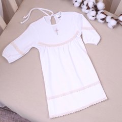 Крестильная рубашка для девочки Полиночка Интерлок молочный BetiS, 62 (56-62 см)