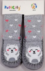 Махровые носки-чешки для девочки Котики на сером, 24-25