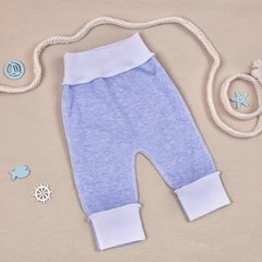 Ползунки-штаны с манжетом 2в1 Меланж Голубой Футер двунитка BetiS, 38 (32-38 см)