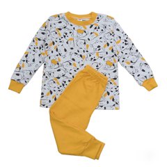 Трикотажная хлопковая пижама Песики горчица Minikin