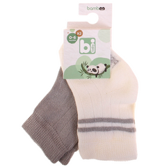Бамбуковые носки для новорожденных, 2 пары, Серый/Молочный Bibaby
