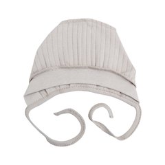 Чепчик шапочка на завязках из трикотажа в рубчик для новорожденных Симпл Дымчато-серый Minikin