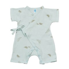 Муслиновый песочник кимоно для новорожденных Листики на голубом Minikin