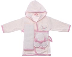 Комплект - детский махровый халат с аксессуарами 62-86 см Зайка Молочный/розовый Bimini, 3-24М (62-86 см)
