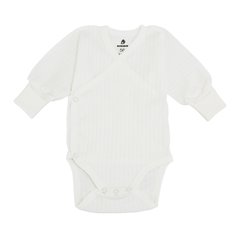 Трикотажный боди-распашонка с длинным рукавом для новорожденных (интерлок-рубчик) Молочный Minikin
