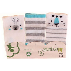 Носки детские для новорожденных, набор 3 пары 0-3 мес. Молочный/Голубой Biorganic