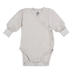 Трикотажный боди-распашонка с длинным рукавом для новорожденных (интерлок-рубчик) Дымчасто-серый Minikin