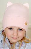 Детская зимняя двухслойная шапка Ушки персик David's Star