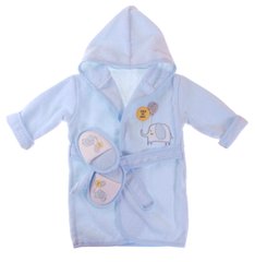 Комплект - детский махровый халат с тапочками 62-86 см Слоненок Голубой Bibaby, 3-24М (62-86 см)