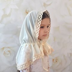 Палантин платок церковный для детей "Волшебный ангел" Шифон молочный BetiS