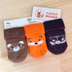 Махровые носки для новорожденных, набор 3 пары Зверюшки Bross