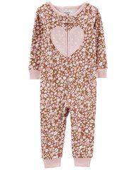 Хлопковая трикотажная пижама человечек с открытой стопой для девочки Сердце Картерс