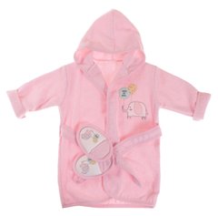 Комплект - детский махровый халат с тапочками 62-86 см Слоненок Розовый Bibaby, 3-24М (62-86 см)