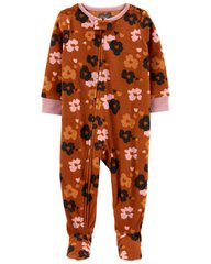 Детская флисовая пижама человечек с закрытой стопой для девочки Цветы Картерс