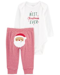 Рождественский комплект для новорожденных мальчиков - боди и штанишки - Санта Картерс