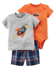Летний комплект для хлопчика - футболка, боди, шорты - Ракета Картерс, 6М (61-69 см, 5.7-7.5 кг)