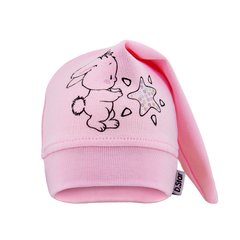 Демисезонная однослойная шапка для новорожденных девочек Зайка на розовом David's Star
