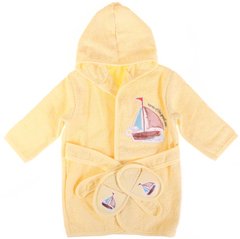 Комплект - детский махровый халат с тапочками 62-86 см Кораблик Желтый Bimini, 3-24М (62-86 см)