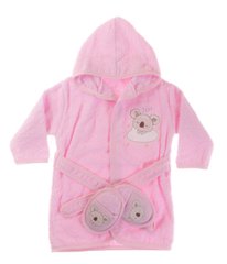 Комплект - детский махровый халат с тапочками 62-86 см Коала Розовый Bibaby, 3-24М (62-86 см)