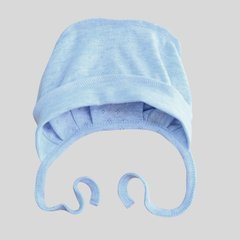 Чепчик шапочка на завязках из ажурного трикотажа для новорожденных Голубой Minikin