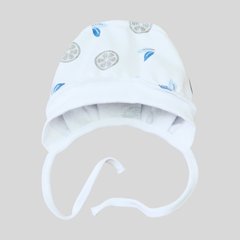 Теплый чепчик на завязках для новорожденных (футер с начесом) Мандарины Minikin