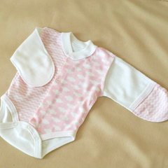 Боди с длинным рукавом для преждевременно рожденных детей и детей с малым весом Облака Розовый Интерлок BetiS, 46 (38-46 см)