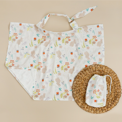Накидка для кормления новорожденных (милкснуд) + сумочка-чехол Зайки и цветы MagBaby