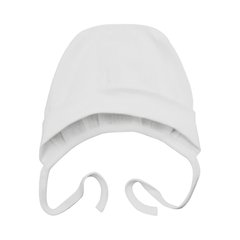 Чепчик шапочка на завязках из трикотажа в рубчик для новорожденных Белый Minikin