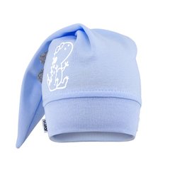 Демисезонная однослойная шапка для новорожденных мальчиков со светоотражающим декором Дино на голубом David's Star