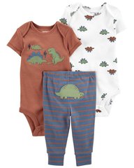 Комплект трикотажный для новорожденных мальчиков - 2 боди с коротким рукавом и штанишки - Дино Картерс