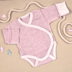 Боди-распашонка с длинным рукавом для преждевременно рожденных детей Меланж Розовый Футер (двунитка) BetiS, 38 (32-38 см)