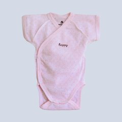 Боди-распашонка с коротким рукавом из ажурного трикотажа для новорожденных Happy розовый Minikin